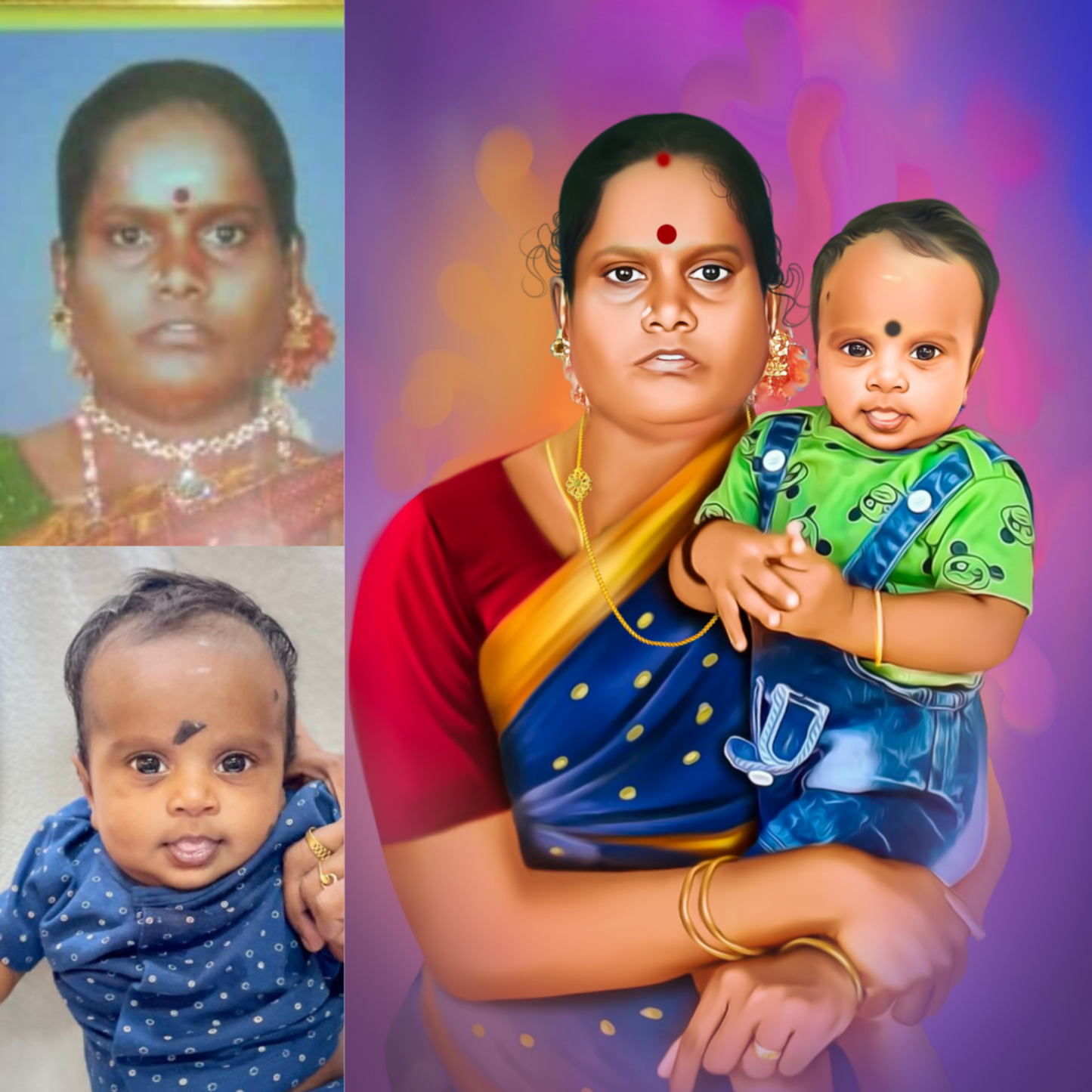 Grandparent and Kid Merge Art