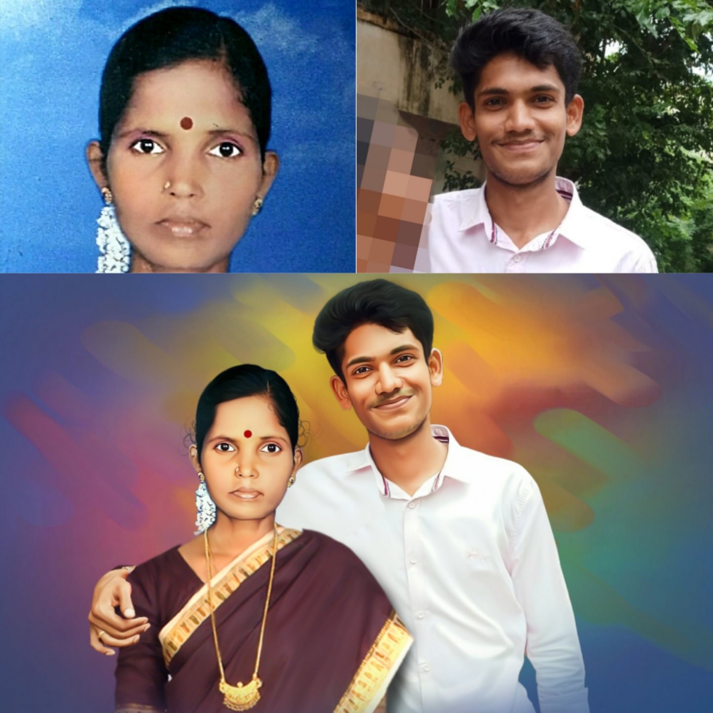 Mother and Son Merge Art - 1