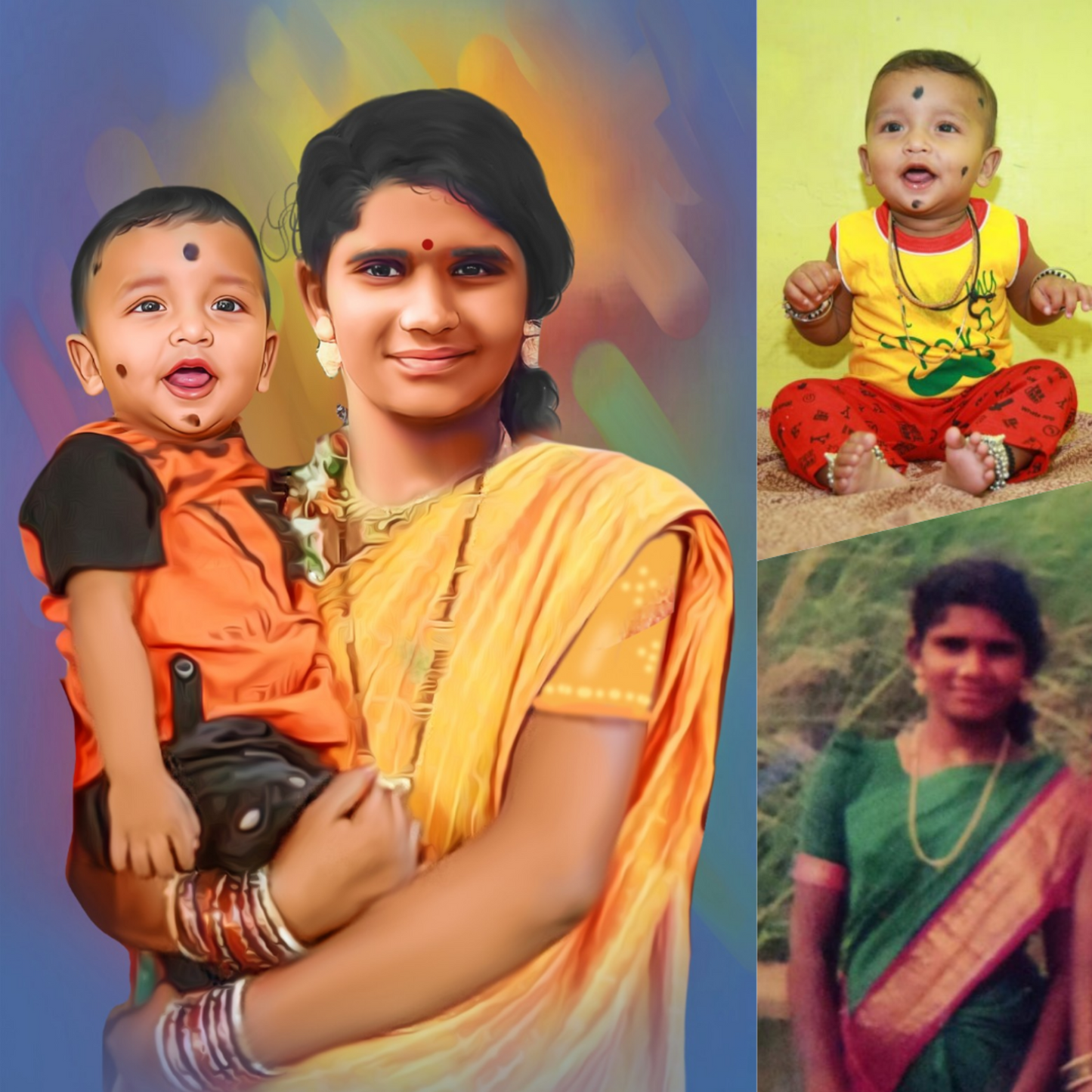 Grandparent and Kid Merge Art