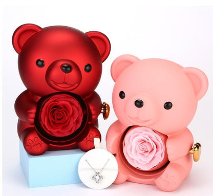 Rotating Rose Teddy Box