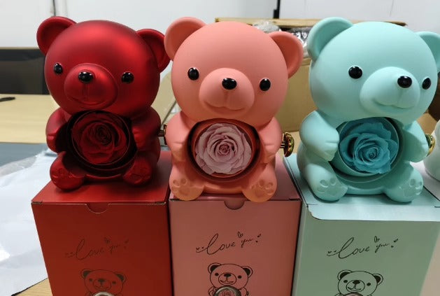 Rotating Rose Teddy Box