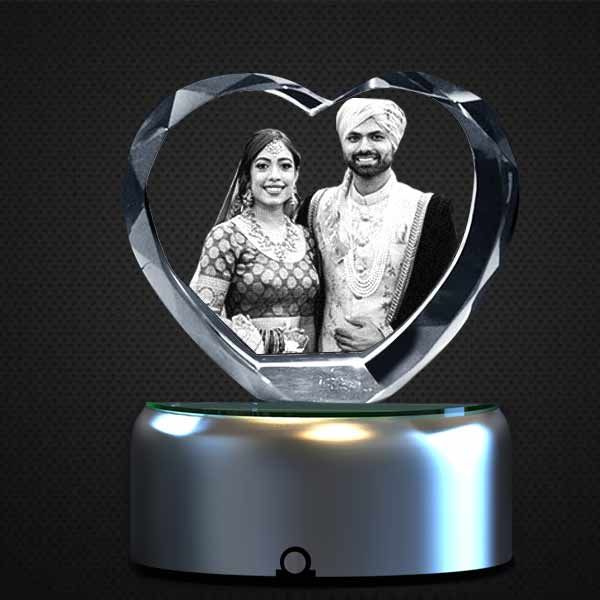 Heart 3D Crystal Photo Cube