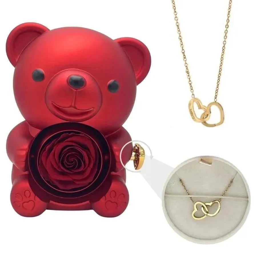 Rotating Rose Teddy Box