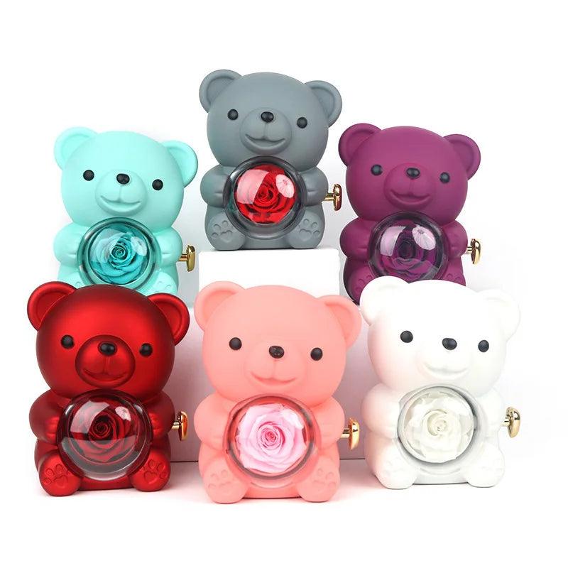Rotating Rose Teddy Box