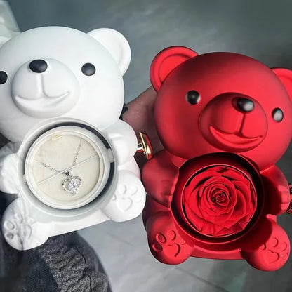 Rotating Rose Teddy Box