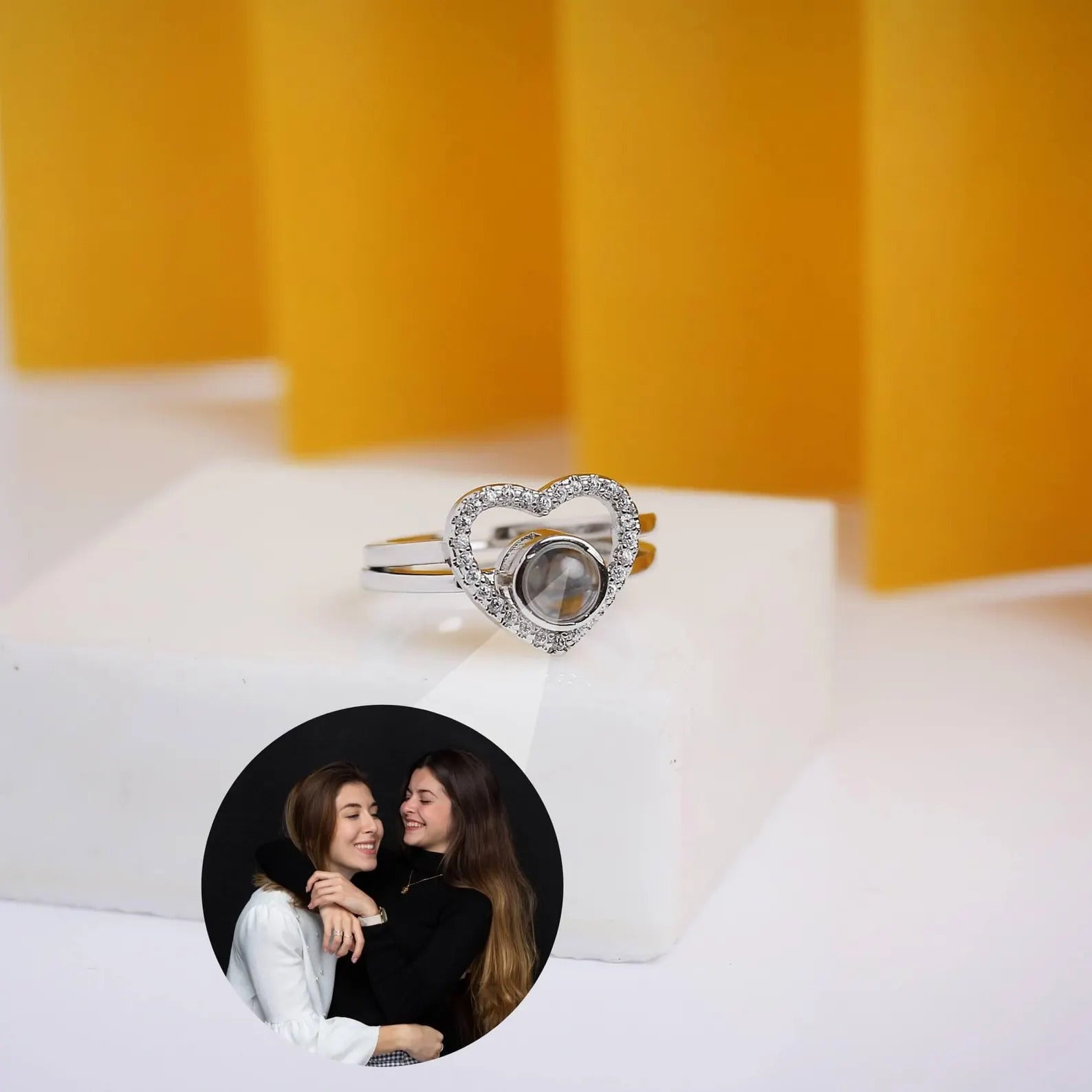 Custom Heart Photo Projection Ring | Giftify